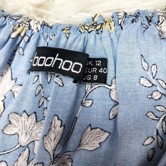 Boohoo Blue Yellow Floral Maxi Dress Size 8 - Picture 5 of 7